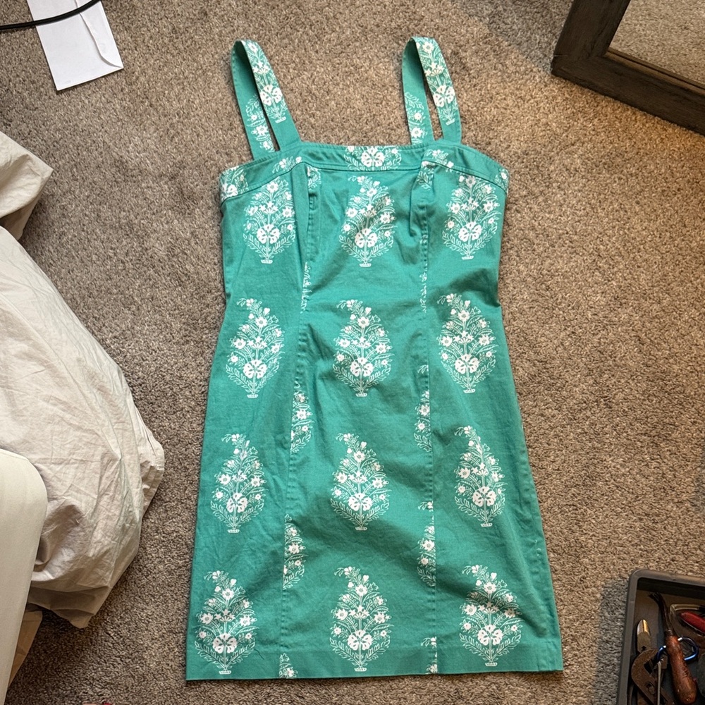Jones New York Teal and White Floral Mini Dress